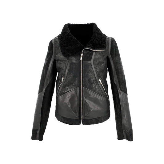 Rick Owens - Geo High-Neck Shearling Biker Jacket