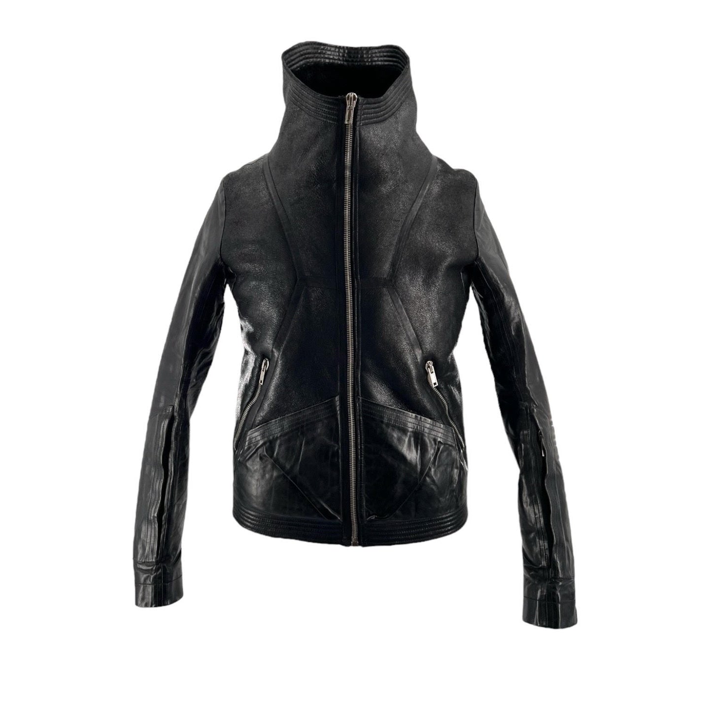 Rick Owens - Geo Mountain Shearling Biker With Leather Sleeves