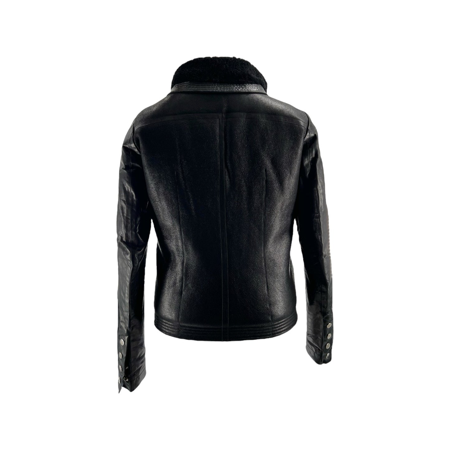 Rick Owens - Geo Mountain Shearling Biker With Leather Sleeves