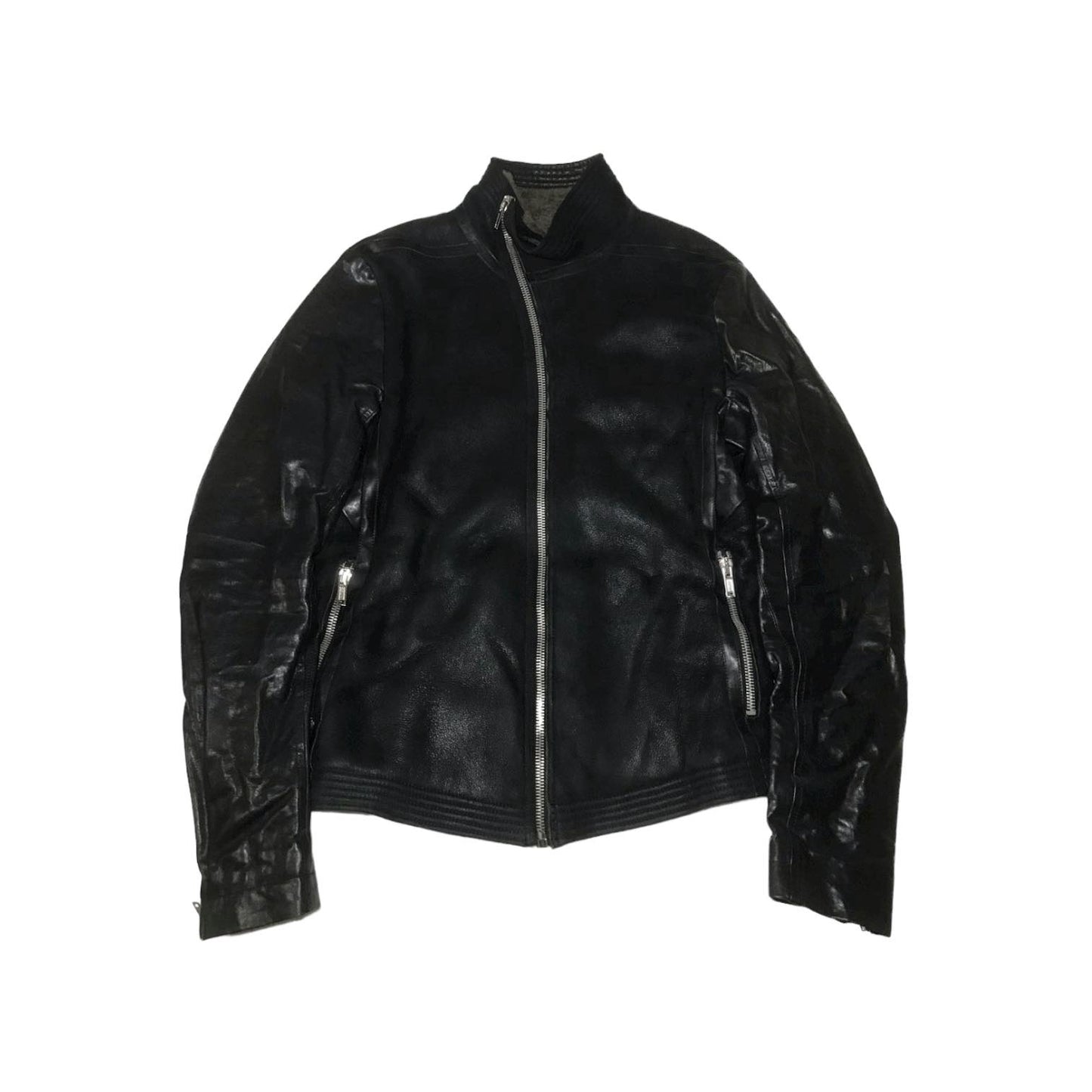 Rick Owens -  Mollino Shearling Biker With Leather Sleeves