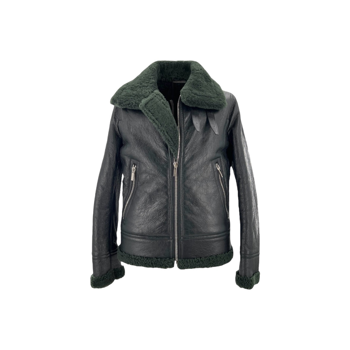 Dior - B-3 Leather Bomber With Green Shearling