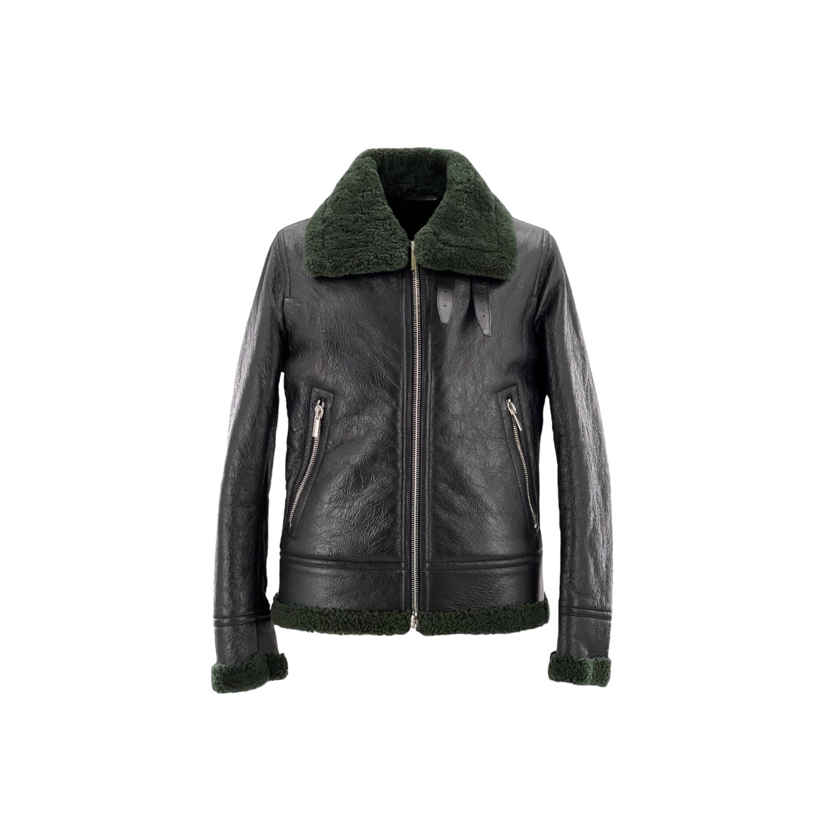 Dior - B-3 Leather Bomber With Green Shearling